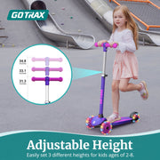 Gotrax KS1 Kids Kick Scooter with LED Lighted Wheels, 3 Adjustable Height Handlebars, Lean-to-Steer Technology, Wide Anti-Slip Deck, Green