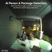 Wyze Battery Video Doorbell Wireless Camera, 1536x1536 HD+, Color Night Vision, 150150 Head-to-Toe View, Wire-Free or Wired Power, Two-Way Audio, Bluetooth Setup