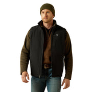 Ariat Men's Logo Softshell Vest, Water-Resistant, Black, Classic Fit, Adjustable Waist Cord, 10062587