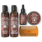 Viking Revolution Beard Care Kit, Ultimate Conditioner Set with Wash, Conditioner, Oil, Balm, Dual-Action Comb, Sandalwood Scent
