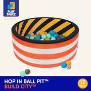Battat Hop In Ball Pit Build City, Collapsible Foam Frame with 68 Crush-Resistant Balls, Machine-Washable Cover, Multicolor, Toddler Toy