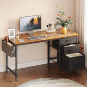 Sofanext 48 Inch Computer Desk with 3 Fabric Drawers, Hanging Organizer Bag, Vintage Black