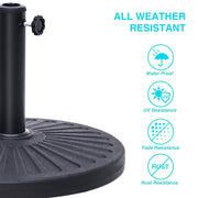 Abble Outdoor Patio Market Umbrella Base, Heavy Duty 26.5 lb Resin Stand, Hand-Painted Matte Black, Fits 1.2 to 1.9 in Poles
