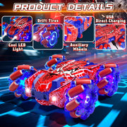 OROLIVING RC-020-B Remote Control Car, Double-Sided 360 Stunt RC Car with Gesture Sensing, LED Lights