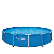 Funsicle 14ft Round Above Ground Metal Frame Swimming Pool, Puncture-Resistant 3-Ply Toughmesh, Includes FiltraBoost 800S Pump with AutoSkimmer, Blue, For Ages 6 and Up