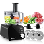 HOWORK E03-Black Food Processor 12 Cup, 600w, Multifunctional Food Processor, Black