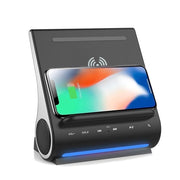 Azpen DockAll D115 Wireless Charging Station, 15W Fast Qi Charger, Bluetooth 4.0 Speakers, Built-In Microphone, Dual USB Ports, Upright Docking, Black