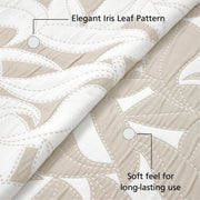 Mainstays MSS528001798556 Iris Leaf Quilted Reversible Lightweight Bedding, Full/Queen, Beige