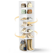 Ktaxon 7-Tier Rotating Shoe Rack Tower, 360 Revolving Organizer, White, Holds 28 Pairs