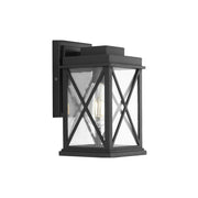 Progress Lighting Avec Wrenna Collection Farmhouse Matte Black Outdoor Wall Lantern with Clear Glass Shade