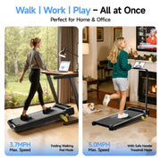 YPOO Foldable Treadmill w/Incline & Handle, Portable Walking Pad for Home/Office, 300 lb Capacity, Remote Control