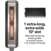 Hamilton Beach 2-Slice Long Slot Toaster, Extra-Wide 10-Inch Slot, Bagel Function, Toast Boost, 7 Shade Settings, Black, 22989