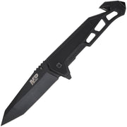 Smith & Wesson Border Guard Spring Assist Tactical Folding Knife, 3.99 in High Carbon Stainless Steel Tanto Blade, Black G10 Handle, 9.25 in Overall, 1160826