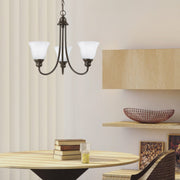 Sea Gull Lighting Windgate Three-Light Bronze Chandelier with Alabaster Glass Shades, 20-Inch, 35939-710