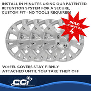 Coast2Coast Automotive Wheel Cover, 16 Inch Silver Plastic, 7 Split Spoke, Set of 4, IWC103216S