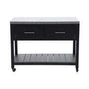 Better Homes & Gardens Tarren Outdoor Island Steel Serving Cart with Drawers, Concrete Finish Top, Black, 48 in, FHKS80197-S
