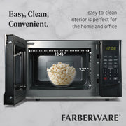 Farberware 0.9 Cu. Ft. Countertop Microwave Oven, 900W, 10 Power Levels, 8 Auto-Cook Presets, Express Cook, White, FMWEI09WHA