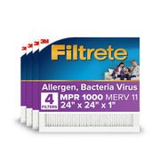 3M 2012DC-4 Filtrete 24x24x1 HVAC Furnace Air Filter, MPR 1500 MERV 12, Allergen, Bacteria, Virus, 4 Pack