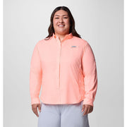 Columbia Women's PFG Tamiami II Long Sleeve Fishing Shirt, Omni-Shade UPF 40, Omni-Wick, Tiki Pink, 3X, 127570