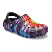 Crocs Classic Tie Dye Lined Clog, Rainbow Tie Dye, Unisex, Snuggle-Ready Linings, Pivoting Heel Strap, 206341M-988