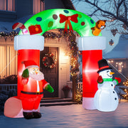 Beirui Belita Amy 8.2ft Christmas Inflatable Outdoor Decoration, Santa Claus and Snowman Arch with Built-in LED Lights, Waterproof Fabric