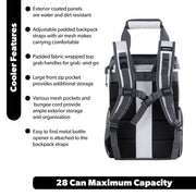 Igloo Marine Soft-Side Backpack Cooler, 28 Can Capacity, Water-Resistant Polyester, White and Gray, 11x7x16 in, 1.63 lb, 00063444