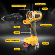 NEWONE 18V Cordless Power Tool Combo Kit, 12-Tool Set with Brushless Motor, Dual 4.0Ah Batteries, Charger Included, Yellow