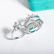 AnuClub Moissanite Wedding Rings Set for Women, 4.52cttw D Color VVS1, 3CT Center Stone, 925 Sterling Silver, Crown Design