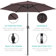 Best Choice Products Outdoor Patio Umbrella, 7.5ft Heavy-Duty Steel Frame, Weather-Resistant Polyester Canopy, Push Button Tilt, Easy Crank, Deep Taupe, SKY7444