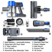 Mixfun W800 Cordless Stick Vacuum Cleaner Lightweight Led Display Screen for Pet Hair, Blue