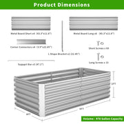 FOOWIN FW-ZZC-SV-2PC Outdoor Metal Raised Garden Bed, 8x4x2ft Planter Box, Silver, 2PCS