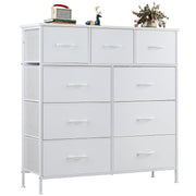 Yangming Fabric Storage Dresser 9 Drawers Steel Frame Wooden Top White