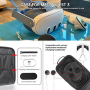 Binsuca Hard Carrying Case for Oculus Quest 3 Accessories, Clear Shock-Resistant Shell with Pre-Cut Tray, PU Hand Strap