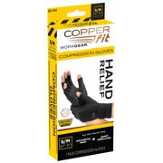 Copper Fit Work Gear Compression Gloves, Moderate Compression, Open Finger Design, Black, Size S/M, 1 Pair