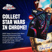 Topps 2025 Chrome Star Wars Value Box, 40 Trading Cards with Autograph Inserts, Chrome Parallels
