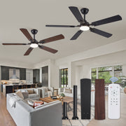 Zardon Y23FSD0019 2 Pack 52 in Modern Black Ceiling Fan w/1800LM LED Light