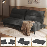 Patbrela Futon Sofa Bed, 4-in-1 Convertible Loveseat Sleeper Couch with Adjustable Backrest, Teddy Plush Fabric, Gray, 71 in, LMJSF12