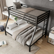 Amolife 1023794-1 Twin Over Full Metal Bunk Bed with Stairs, Fullength Guardrail, Matte Black