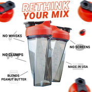 Helimix Shaker Bottle 28 oz Red Hexagonal Patented Vortex Blender Leak Proof 10SMK-RED