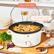 Beautiful 8 Qt Manual Slow Cooker, Removable Ceramic Pot, 3 Heat Settings, Steel Lid Holder, White Icing, 19973