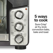 Hamilton Beach 31460 Easy View XL Toaster Oven with Sure-Crisp Air Fry, 6 Slice Capacity, Black & Stainless Steel
