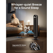 DREO DWTF14 Nomad DC Tower Fan, 36 in, Ultra Quiet Bladeless Floor Fan, 9 Speeds, 4 Modes, 90 Oscillation, Remote Control, Black