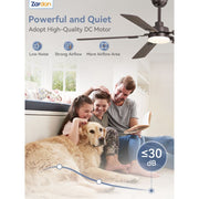 Zardon 52 in Modern Ceiling Fan with Ultra-Quiet DC Motor, Integrated LED Light with 3 Color Temperatures, Timer, Oil Bronze, ZMF52YWOB11