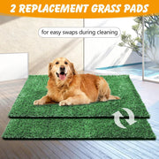 Unbranded Dog Grass Pad with Tray, 3-Layer Absorbent Artificial Grass Mat, 35 x 23 in, Includes 2 Replacement Turf Pads