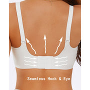 Finetoo Womens Wireless Push Up Bra, Seamless No Underwire Bralette, Full Support Lift, Adjustable Straps, White