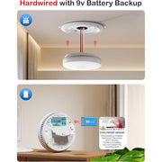 SITERWELL GS562A Hardwired Interconnected Photoelectric Smoke Detector with 9V Backup Battery, Test/Silence Button, 4 Pack