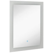 Hamilton Hills Backlit LED Lighted Wall-Mounted Mirror, 24 x 32 in, Polished Rubber and Glass Frame, Touch Controlled Dimmable Lighting, Integrated Defogger, HH1341-BL