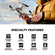 Vivitar Sky Hornet Foldable RC Drone, 720p HD Camera with WiFi FPV Live Video, 3 Speed Modes, Auto Takeoff and Landing