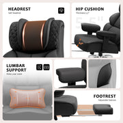Fastes Office Chair Big and Tall 400lb Capacity Ergonomic High-Back Reclining with Footrest Swivel Wheels Lumbar Support Black