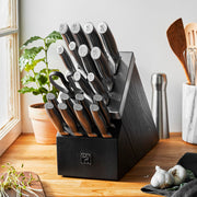 Henckels Graphite 20-Piece Self-Sharpening Knife Set with Ash Wood Block, Black, Stainless Steel